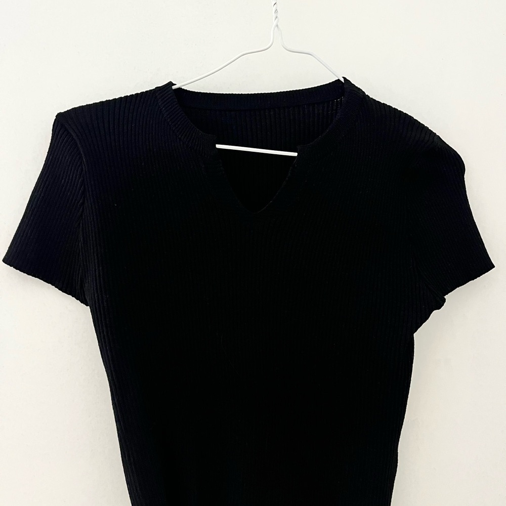 J.Inc Classic Black Ribbed Women's Top